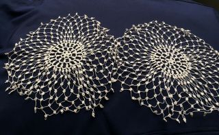 2 Rare Antique Vintage Handmade Tatting Tatted Lace Doily Mignonette Style