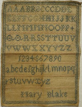 Small Early/mid 19th Century Alphabet Sampler By Mary Blake - C.  1840