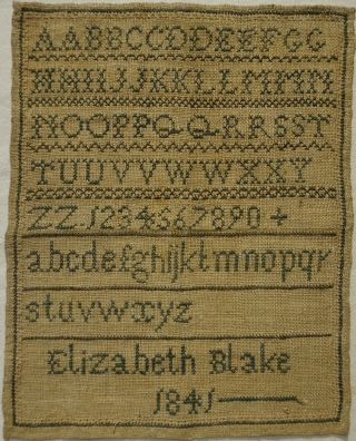 Small Early/mid 19th Century Alphabet Sampler By Elizabeth Blake - 1841