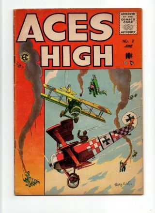 Aces High 2 Vintage Ec Comic War Dogfight Airplanes Wwi Golden Age 10c