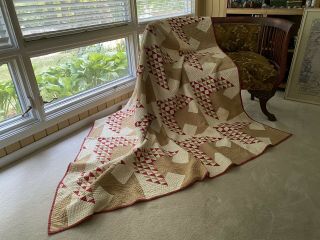 Antique Tree Of Life Quilt.  Red And Brown.