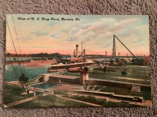 Vintage 1909 Postcard View Of U.  S.  Navy Yard,  Norfolk,  Va