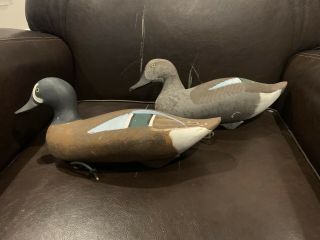 Vintage Chesapeake Bay Duck Decoy Pair— Blue Wing Teal By Captain Harry Jobes