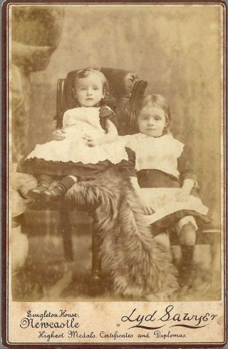 Rare Old Antique Portrait 2 Children By Lyd Sawyer Newcastle On Tyne C.  1890