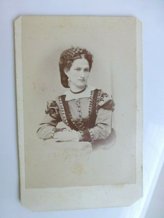 Antique Cdv Cabinet Photo Very Pretty Young Woman Great Hair In Snood Warren Oh