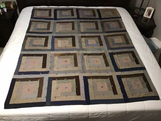 Antique Hand Stitched Quilt Made From Men’s Suit Alterations