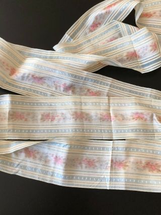 Antique Trim - Circa 1900’s,  Lovely 126” Watered Silk Ribbon With Florals