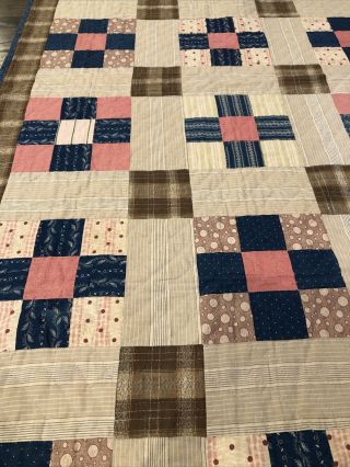 Great 19th C.  Hand Stitched Block Quilt 4