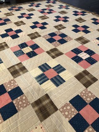 Great 19th C.  Hand Stitched Block Quilt 5