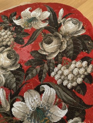 Gorgeous Antique Victorian Beadwork Beaded Needlepoint Panels 3