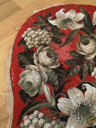 Gorgeous Antique Victorian Beadwork Beaded Needlepoint Panels 4