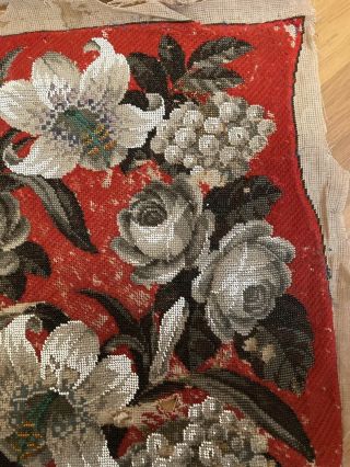 Gorgeous Antique Victorian Beadwork Beaded Needlepoint Panels 6