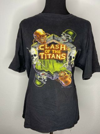 Clash Of The Titans 1991 Tour Vintage Band T - Shirt Black Size Xl