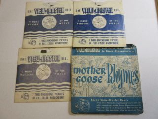 Vintage Viewmaster 3d Photo Reels - Mother Goose Rhymes No.  Mg1 2 3 - Set Of 3