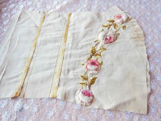 Antique/Victorian Hand - Embroidered Floral Silk Ribbon Work Panel 2