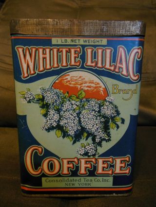 Vintage White Lilac Coffee Tin