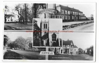 Hertfordshire Multiview Of Hatfield Real Photo Vintage Postcard 11.  12