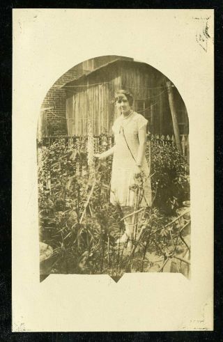 Vintage Photo Pretty Flapper Girl Poses In Garden 1920 