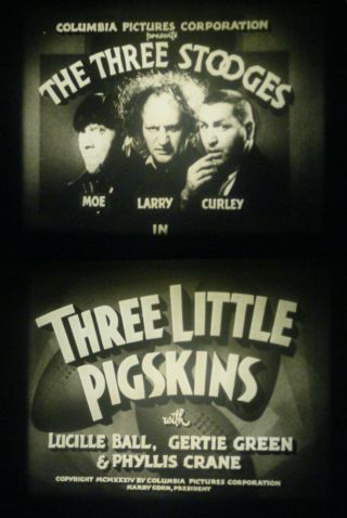 16mm Sound - The Three Stooges - " Three Little Pigskins " - 1934 - Lucille Ball