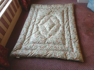 Vintage / Antique Single Bed Paisley Pattern Feather Eiderdown Quilt 62 " X 48 "