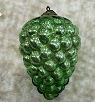 Antique German Glass Kugel Christmas Ornament Green Grapes Vintage Old
