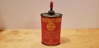Vintage Savage Gun Oil 3 Oz Oiler Oil Can Tin Empty