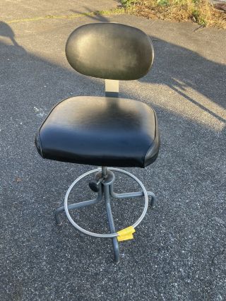 Inter Royal Corp Vintage Industrial Drafting Machinist Metal Chair Stool Black