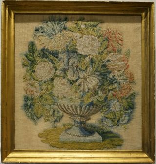 Mid/late 19th Century Needlework Of A Floral Urn - C.  1880