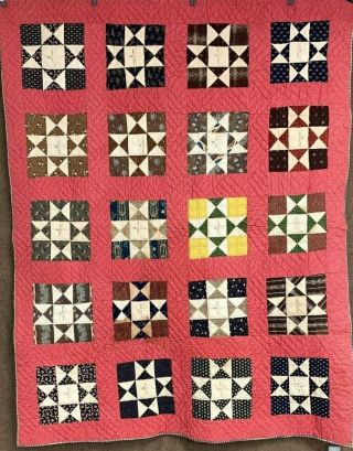 Early Dated Blocks 1850 Signature Quilt Antique Many Names Adams County Note