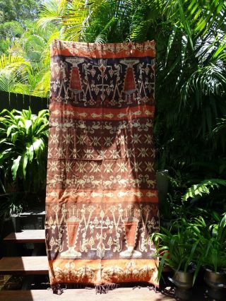 Rare Antique Hinggi Blanket Warp Ikat From East Sumba,  C1920 - 40 Indonesia