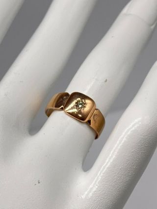 Antique Victorian 1880s Old Mine Cut Diamond 14k Yellow Gold Band Ring