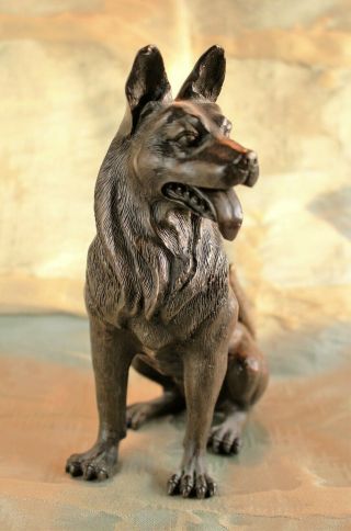 Fine Vintage Bronze Figure of a German Shepard Dog c.  1970 2