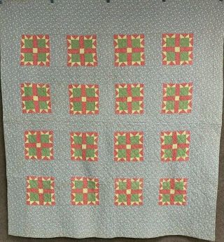 Holiday Extravaganza C 1900 Goose Track Quilt Antique Farmhouse Pa