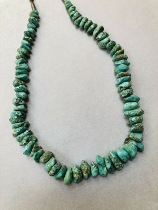 VINTAGE NAVAJO INDIAN TURQUOISE NUGGETS NECKLACE 21 - 1/2 ' long 3