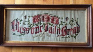 Victorian Punch Paper Punched Motto God Bless Our Daily Bread Butterflies