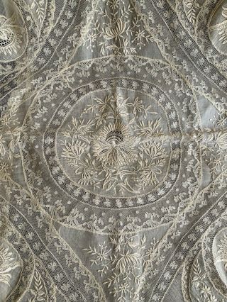 Two Remarkable Antique 1900s Normandy lace Pillowcases from a French Count manor 3
