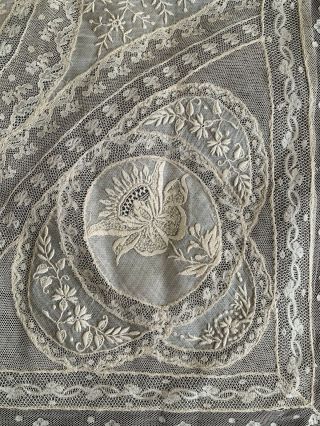 Two Remarkable Antique 1900s Normandy lace Pillowcases from a French Count manor 5