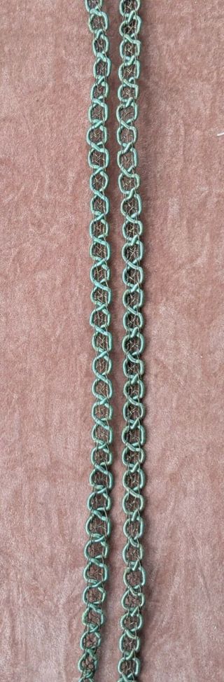 Antique Victorian 19th C Green Silk Cord & Gold Lame Trim For Dress