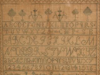 1825 Antique 19thC American Folk Art Needlepoint Sampler Alphabet Poem NR 4