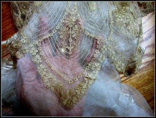 Exquisite Unique Antique French Edwardian Wedding Delicate Silk Lace Flounce