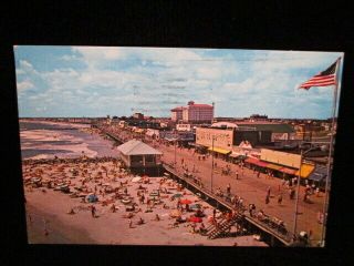 Ocean City Nj Boardwalk Beach Us Flag Aerial View Vintage 1963 Postcard S/h