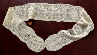 Early / Mid 1700s Handmade Mechlin Bobbin Lace Lappets - Pair Joined Collect