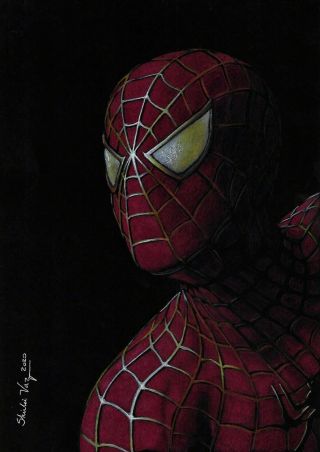Spider - Man (09 " X12 ") - And Unique 1/1 Comic Art By Shirlei Vaz