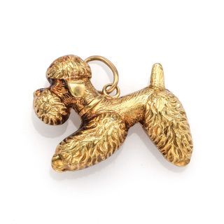 Vintage 14k Yellow Gold Poodle Dog Charm Pendant 2.  2 Grams 20.  5 X 16.  5 Mm
