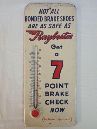 Vintage Tin Metal Porcelain Enamel Advertising Thermometer Sign Raybestos