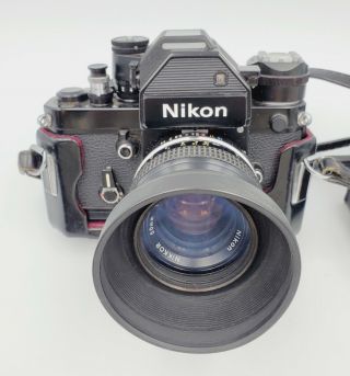 Vintage 1973 Nikon F2 Black Camera W/ Nikon W/ Nikkor 50mm F1.  4 Lens Flash Case