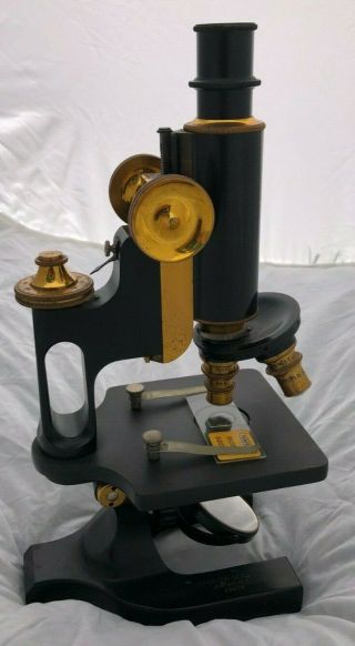 Vintage Spencer Lens Co Microscope Brass/black With Wooden Case