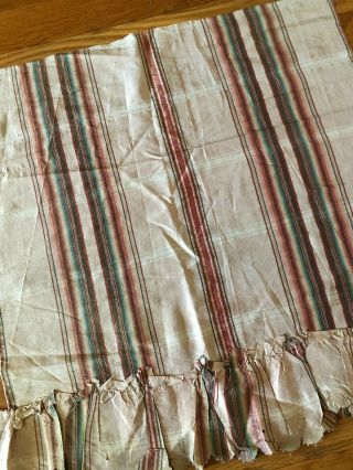 Rare Antique 18th C.  French Pink Woven Silk Dress Fabric & Ruffle (18 " X 18 ")