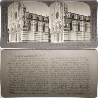 Keystone Stereoview Façade Of Sienna Cathedral,  Italy Of Rare 1200 Card Set 568