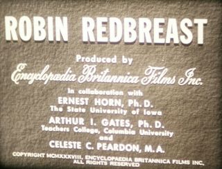 16mm - Robin Redbreast - 1938 Classroom Fun